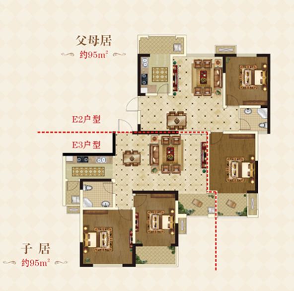 山水文园 c.淮海翰府 d.安邦红郡 6 仔细看,这个户型是哪个楼盘的?